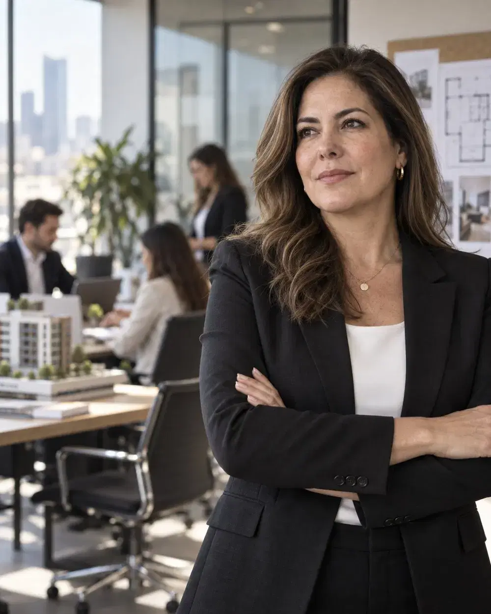 Dueña de agencia inmobiliaria en su oficina
